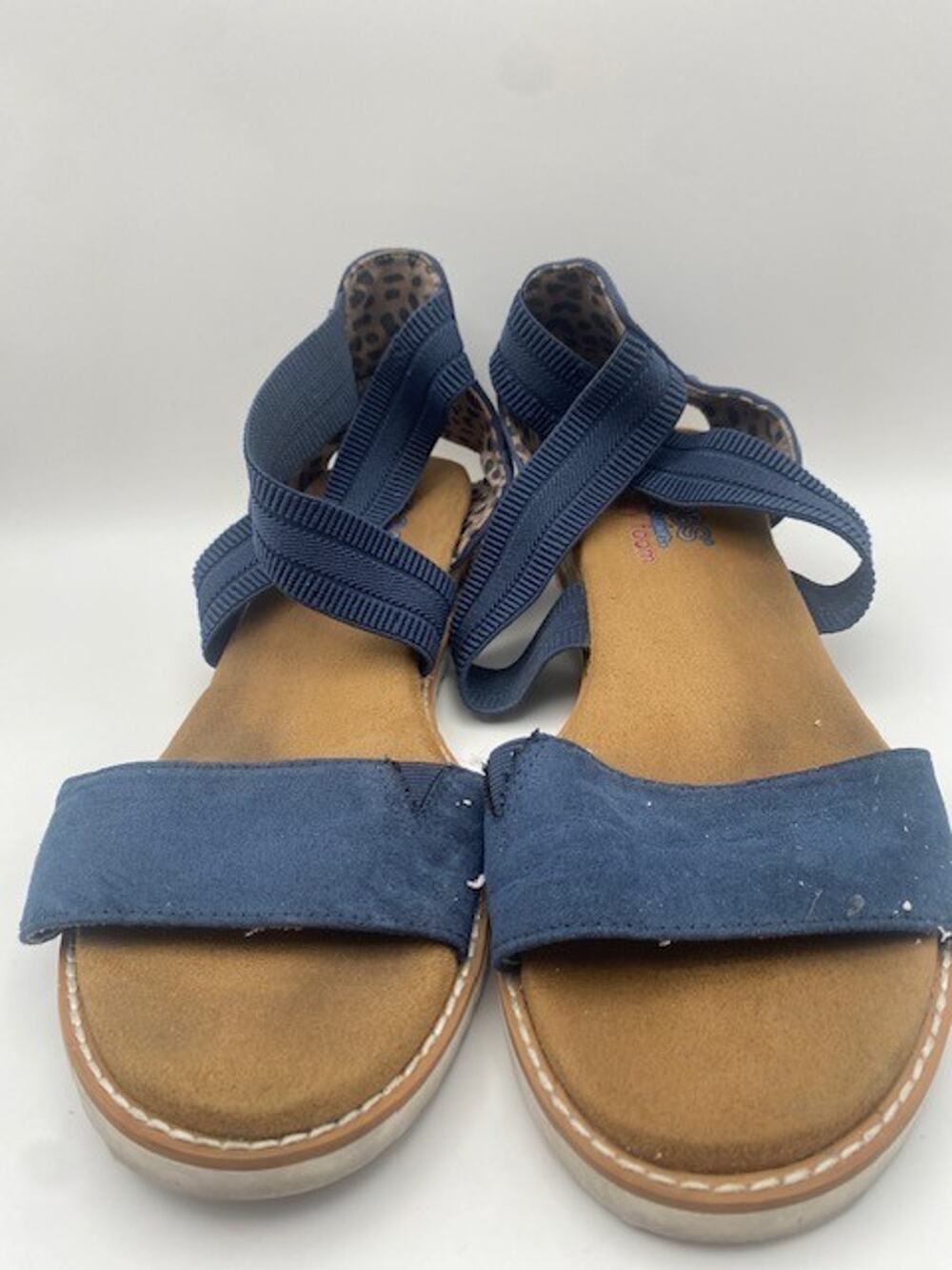 BOBS by Skechers Women's Navy Memory Foam Slingback Sandals Espadrille Size 9